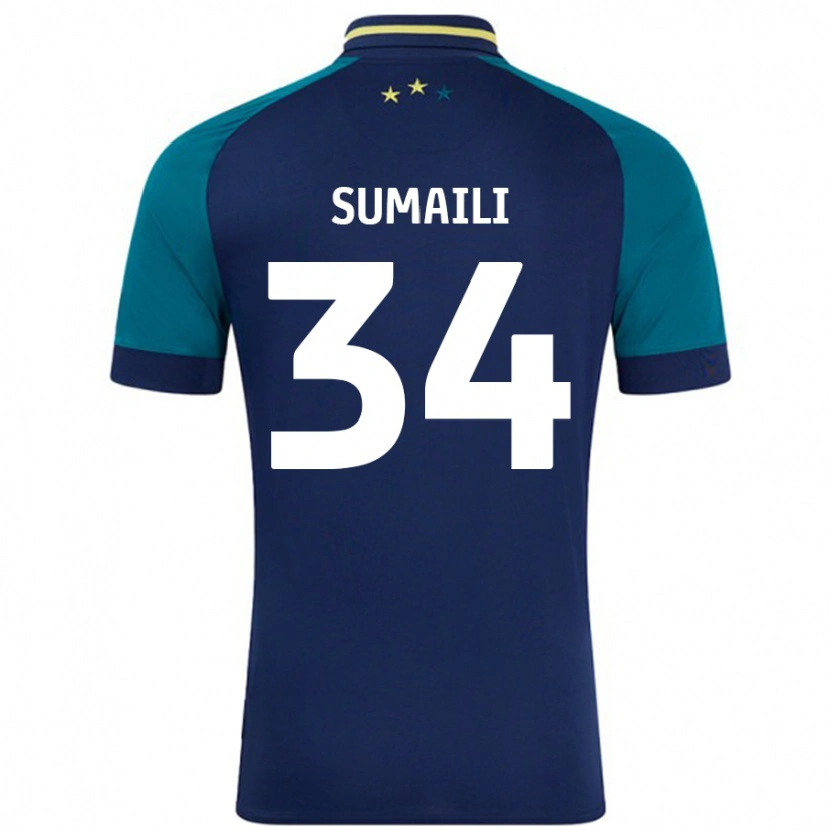 DanxenキッズFalone Sumaili#34ネイビー ダークグリーンアウェイシャツ2024/25ジャージーユニフォーム