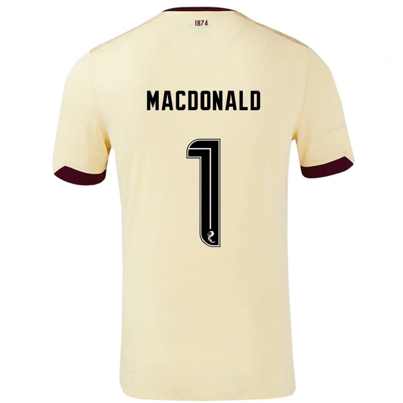 DanxenキッズJamie Macdonald#1クリームバーガンディアウェイシャツ2024/25ジャージーユニフォーム