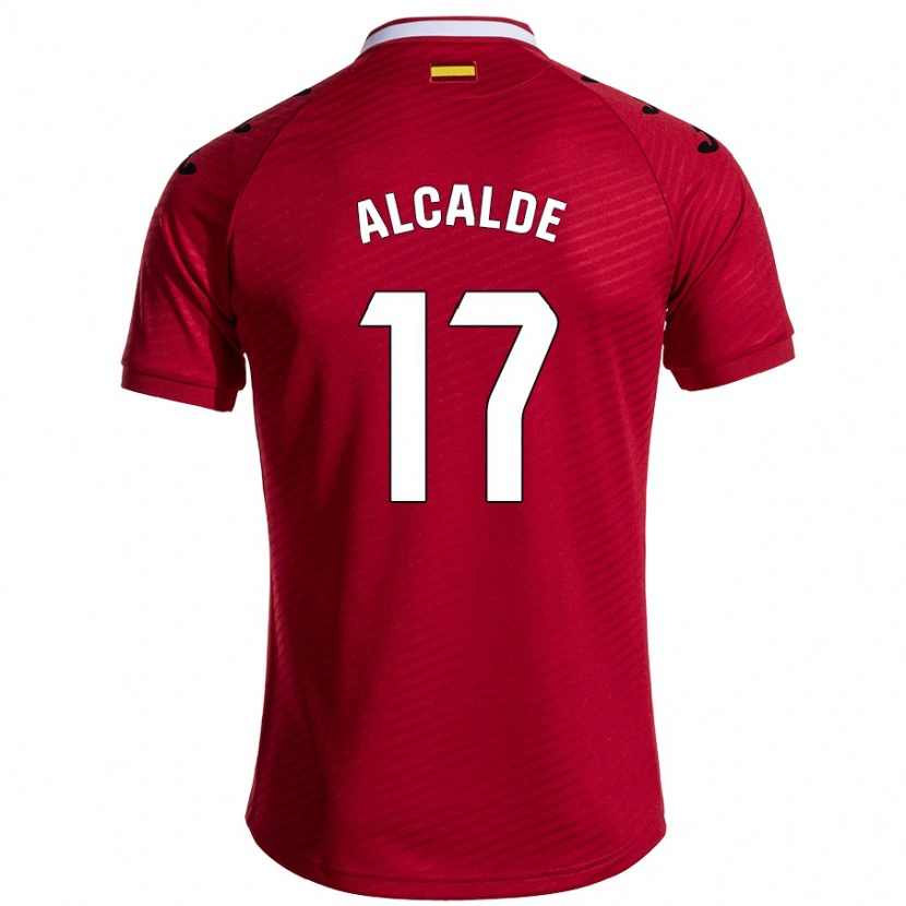 DanxenキッズJacobo Alcalde#17ダークレッドアウェイシャツ2024/25ジャージーユニフォーム