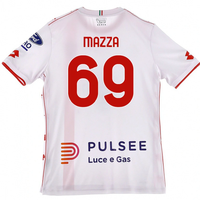 DanxenキッズAndrea Mazza#69白 赤アウェイシャツ2024/25ジャージーユニフォーム