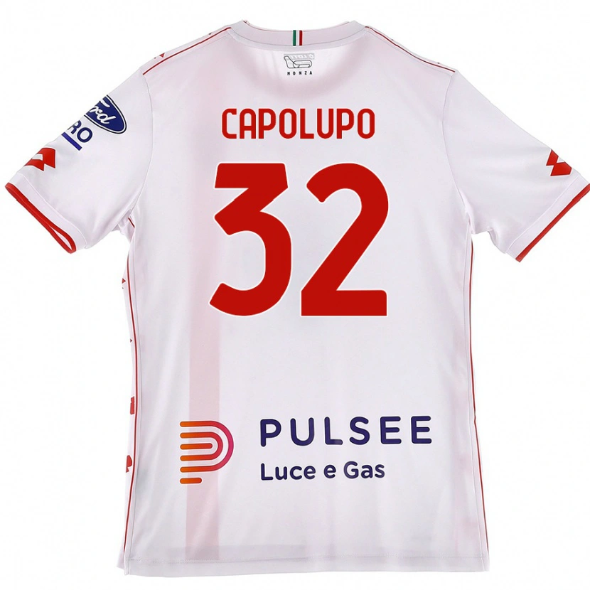 DanxenキッズSamuele Capolupo#32白 赤アウェイシャツ2024/25ジャージーユニフォーム