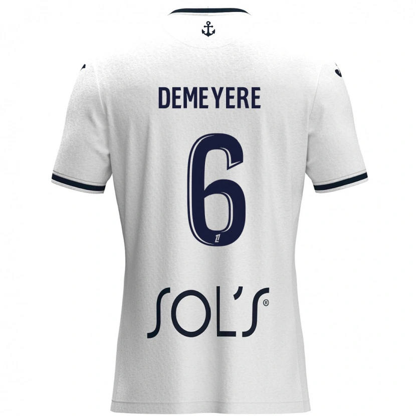 Danxenキッズシルケ・デメエール#6白 ダークブルーアウェイシャツ2024/25ジャージーユニフォーム