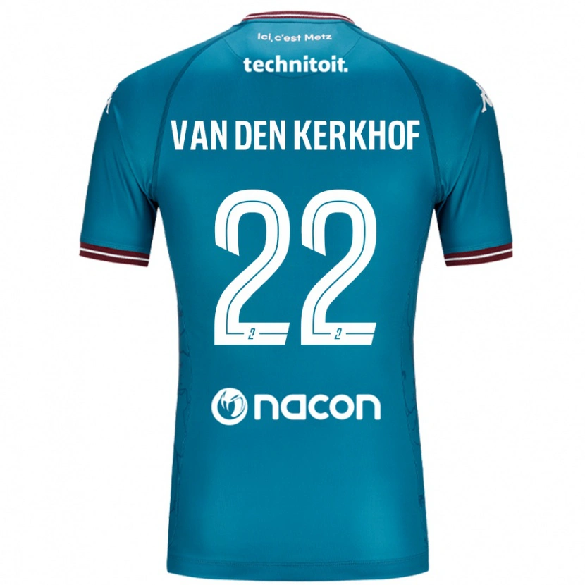 Danxenキッズケビン・バン・デン・ケルクホフ#22ペトロールブルーアウェイシャツ2024/25ジャージーユニフォーム