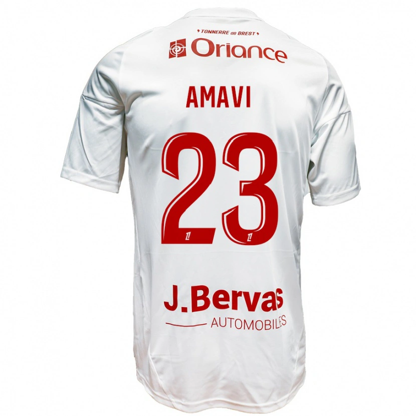 Danxenキッズジョルダン・アマヴィ#23白 赤アウェイシャツ2024/25ジャージーユニフォーム