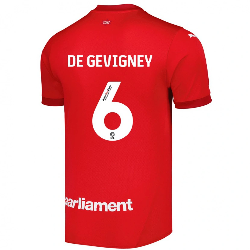 DanxenメンズMaël De Gevigney#6赤ホームシャツ2024/25ジャージーユニフォーム
