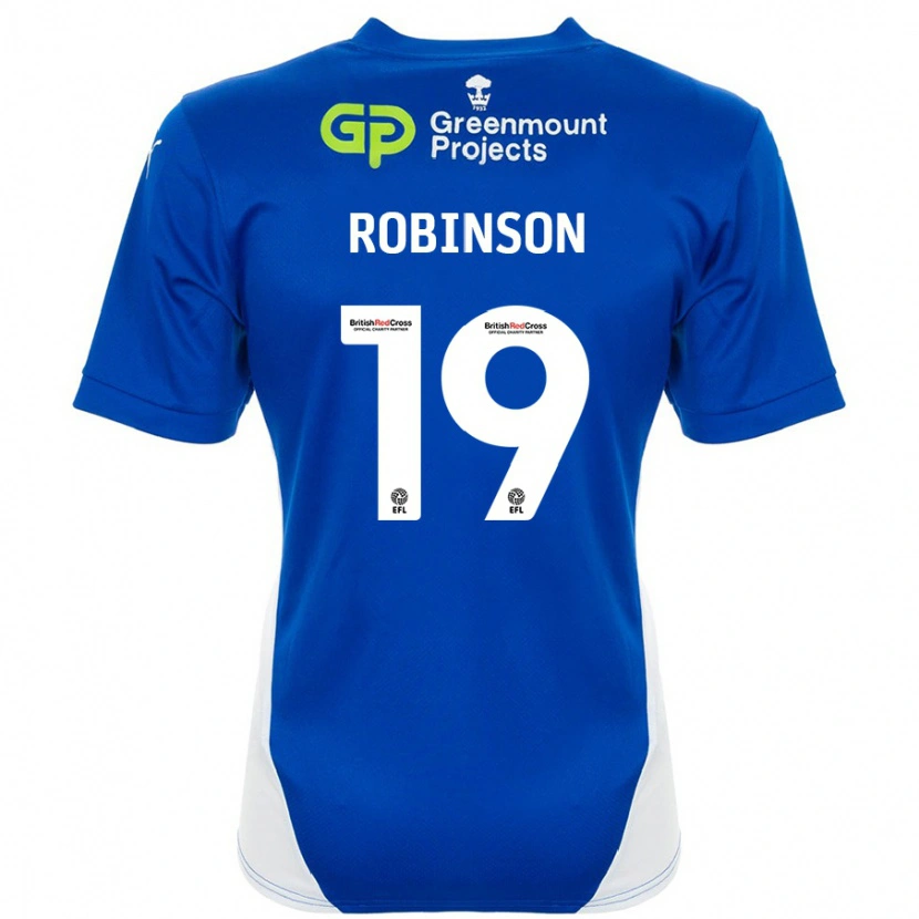 DanxenメンズLuke Robinson#19ブルーホワイトホームシャツ2024/25ジャージーユニフォーム