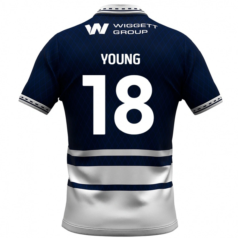 DanxenメンズMichelle Young#18ネイビーブルー ホワイトホームシャツ2024/25ジャージーユニフォーム