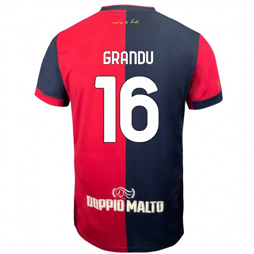 DanxenメンズNicola Grandu#16赤 濃い青ホームシャツ2024/25ジャージーユニフォーム