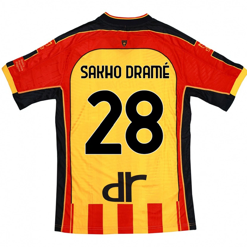 DanxenメンズSamba Sakho Dramé#28黄 赤ホームシャツ2024/25ジャージーユニフォーム