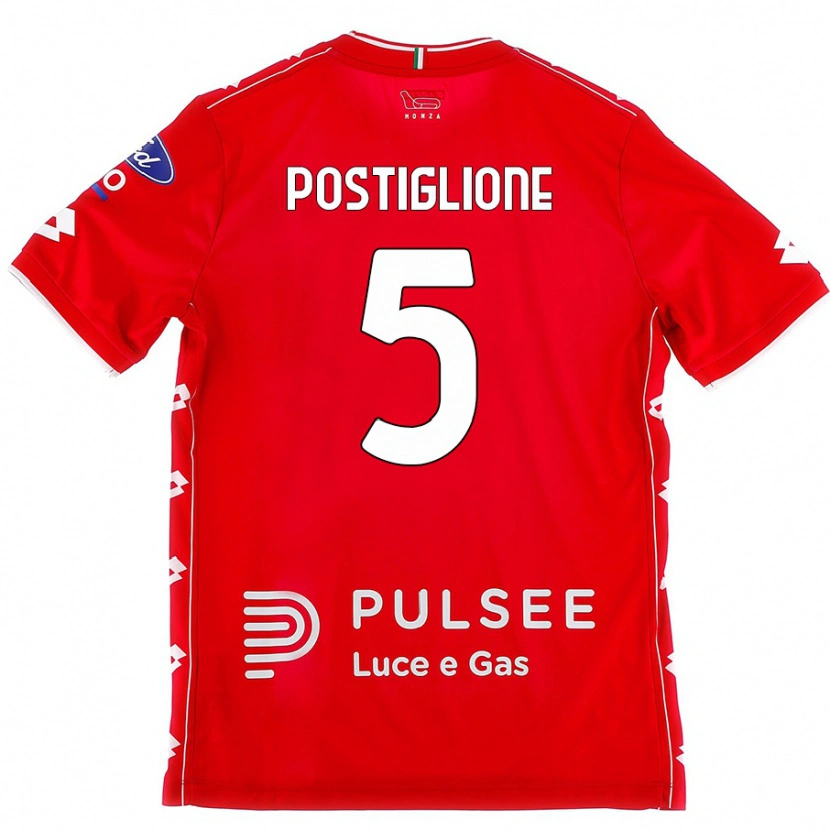 DanxenメンズNicolò Postiglione#5赤 白ホームシャツ2024/25ジャージーユニフォーム