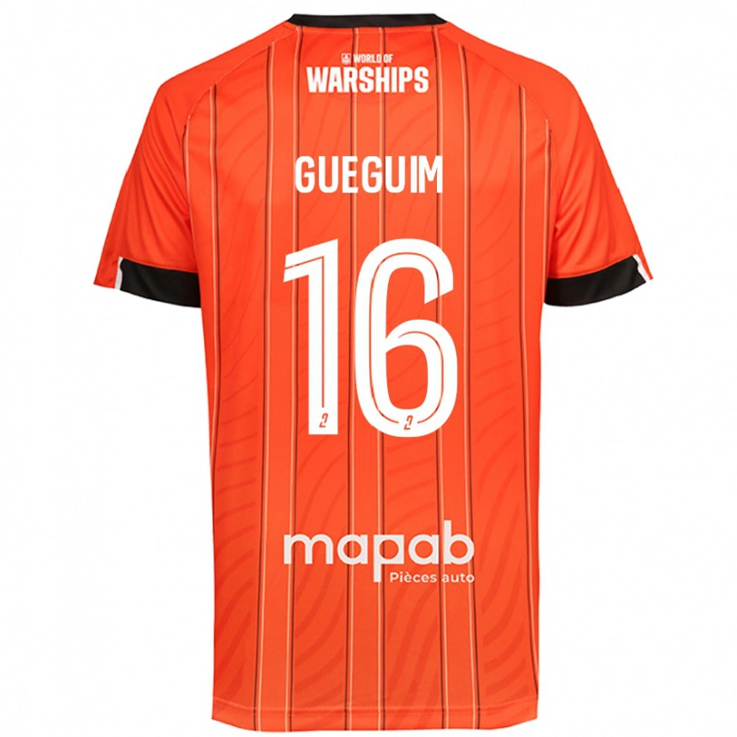 DanxenメンズGuirone Gueguim#16オレンジホームシャツ2024/25ジャージーユニフォーム