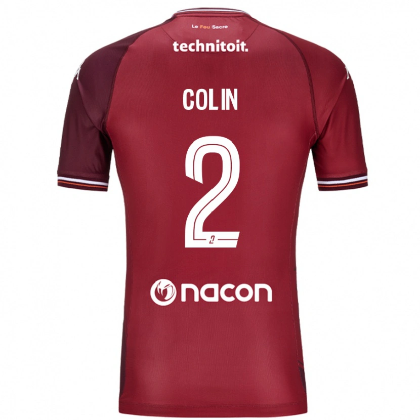 DanxenメンズMaxime Colin#2レッドグレネードホームシャツ2024/25ジャージーユニフォーム