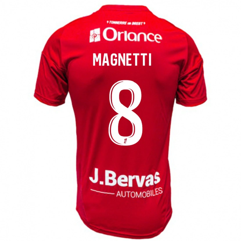 DanxenメンズHugo Magnetti#8赤 白ホームシャツ2024/25ジャージーユニフォーム