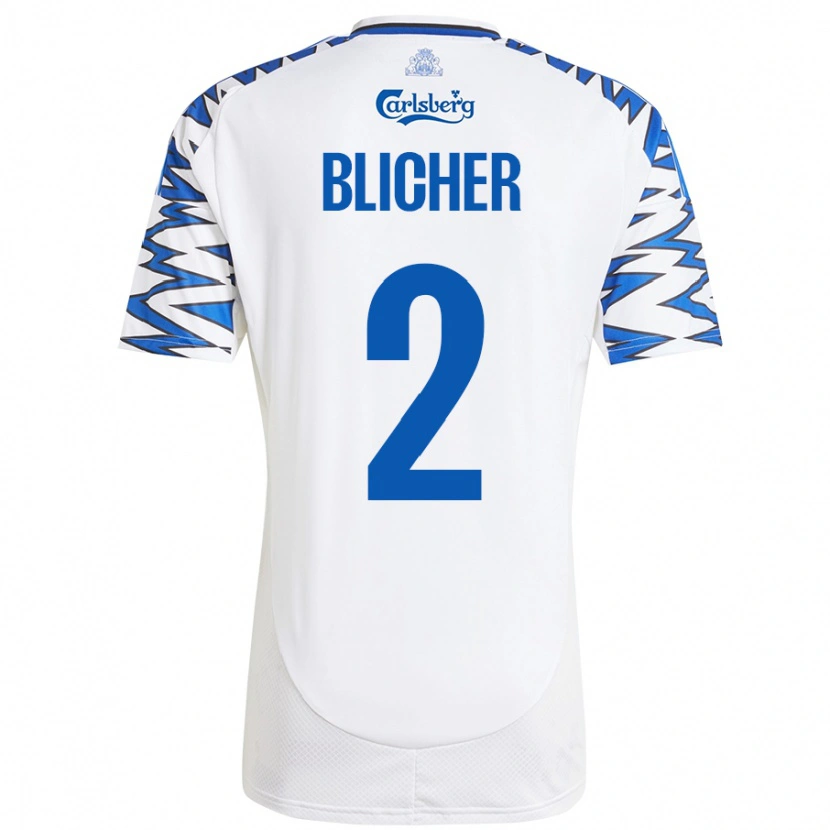 DanxenメンズNicolai Blicher#2白 空 青ホームシャツ2024/25ジャージーユニフォーム