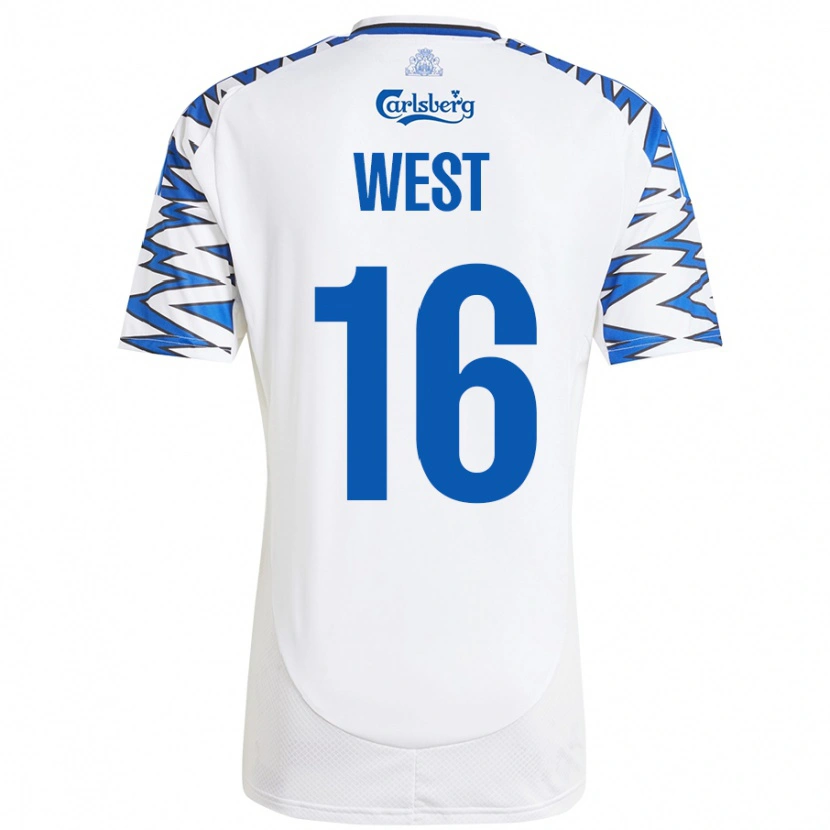 DanxenメンズLiam West#16白 空 青ホームシャツ2024/25ジャージーユニフォーム