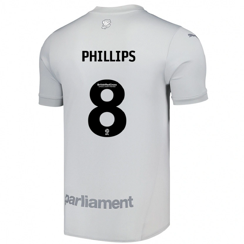 DanxenメンズAdam Phillips#8シルバーグレーアウェイシャツ2024/25ジャージーユニフォーム