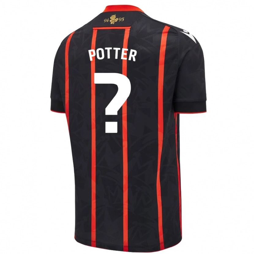 DanxenメンズAaron Potter#0黒 赤アウェイシャツ2024/25ジャージーユニフォーム