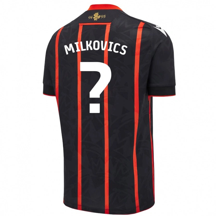DanxenメンズMárton Milkovics#0黒 赤アウェイシャツ2024/25ジャージーユニフォーム