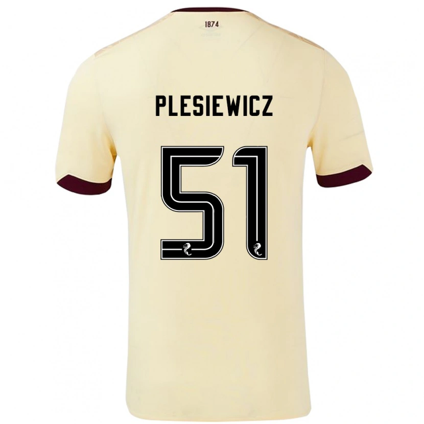 DanxenメンズSzymon Plesiewicz#51クリームバーガンディアウェイシャツ2024/25ジャージーユニフォーム