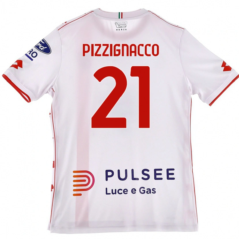 DanxenメンズSemuel Pizzignacco#21白 赤アウェイシャツ2024/25ジャージーユニフォーム