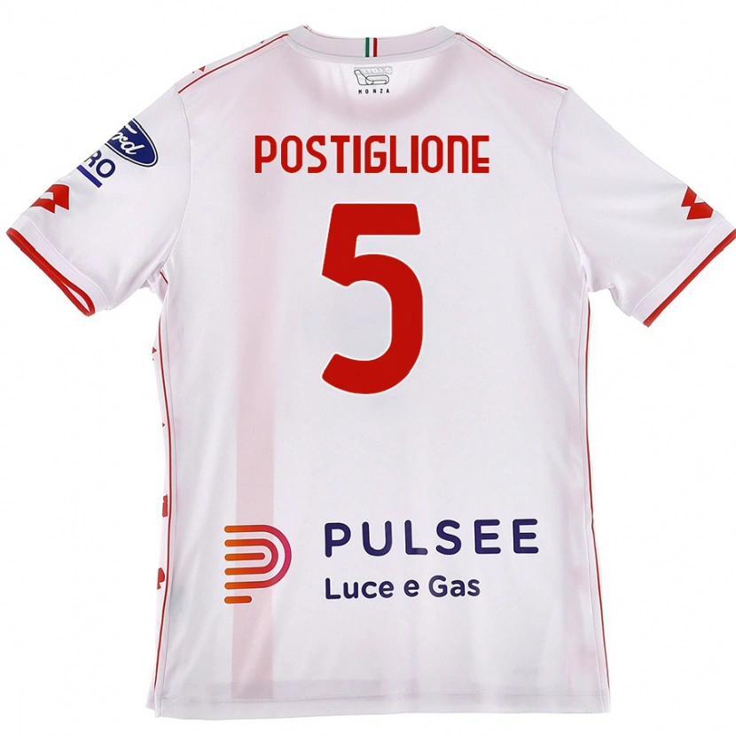DanxenメンズNicolò Postiglione#5白 赤アウェイシャツ2024/25ジャージーユニフォーム