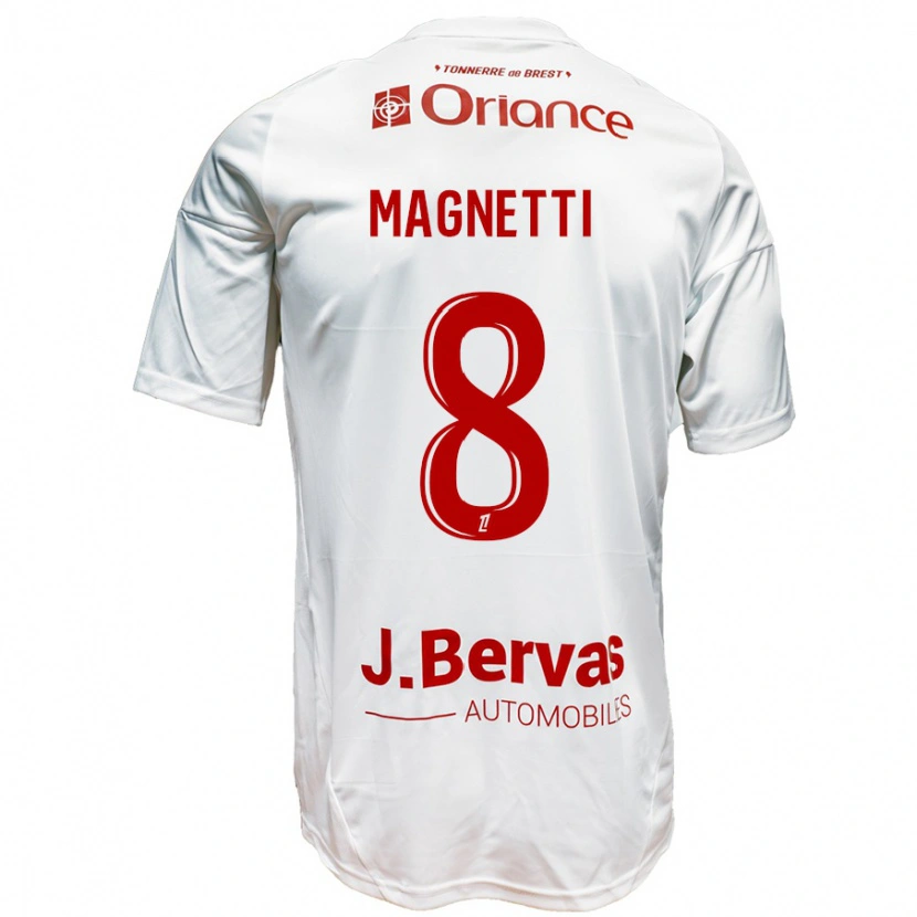 DanxenメンズHugo Magnetti#8白 赤アウェイシャツ2024/25ジャージーユニフォーム