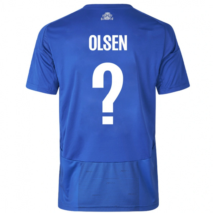 DanxenメンズGunnar Olsen#0ホワイト ブルーアウェイシャツ2024/25ジャージーユニフォーム