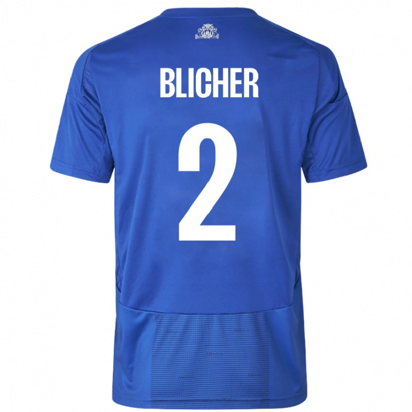 DanxenメンズNicolai Blicher#2ホワイト ブルーアウェイシャツ2024/25ジャージーユニフォーム