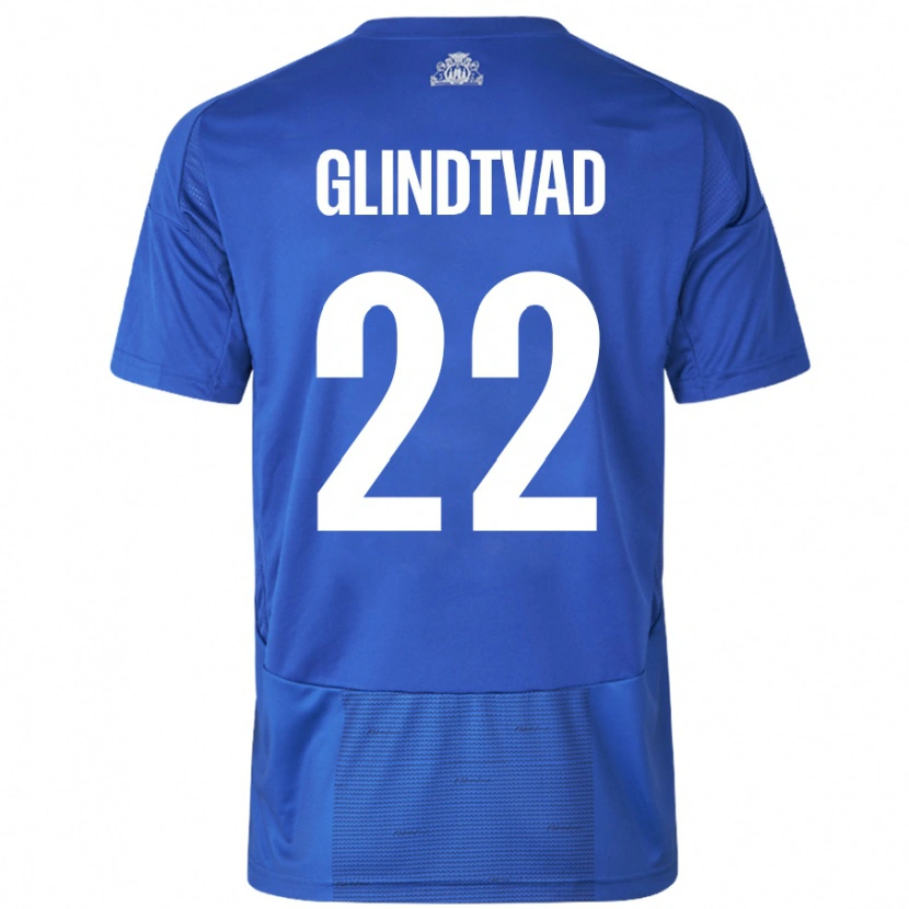 DanxenメンズWilliam Glindtvad#22ホワイト ブルーアウェイシャツ2024/25ジャージーユニフォーム