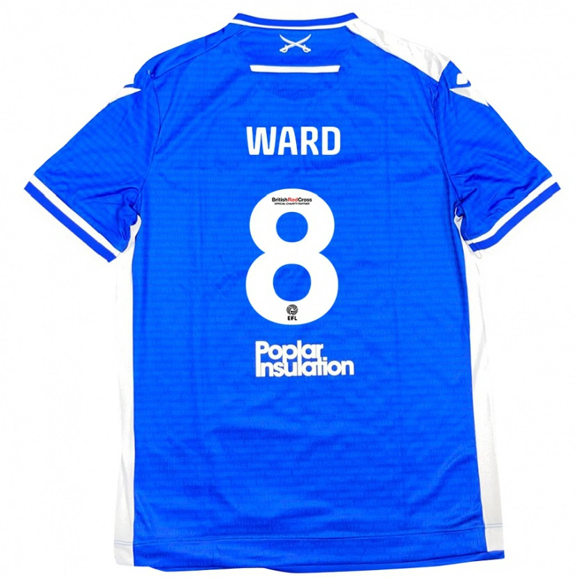 DanxenレディースGrant Ward#8ブルーホワイトホームシャツ2024/25ジャージーユニフォーム