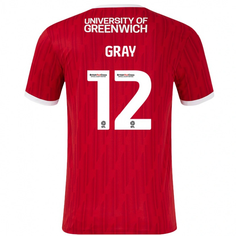 DanxenレディースJessica Gray#12赤 白ホームシャツ2024/25ジャージーユニフォーム