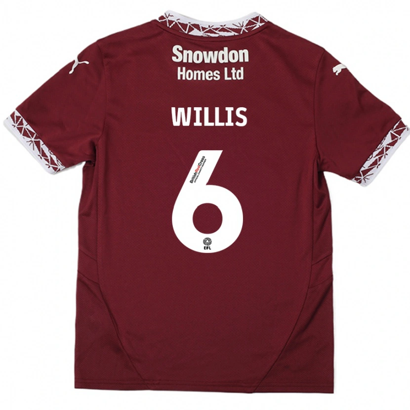 DanxenレディースJordan Willis#6ブルゴーニュホームシャツ2024/25ジャージーユニフォーム