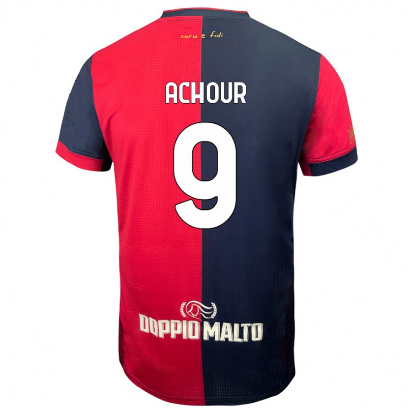 DanxenレディースSofiane Achour#9赤 濃い青ホームシャツ2024/25ジャージーユニフォーム