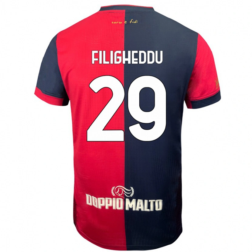 DanxenレディースDaniele Filigheddu#29赤 濃い青ホームシャツ2024/25ジャージーユニフォーム