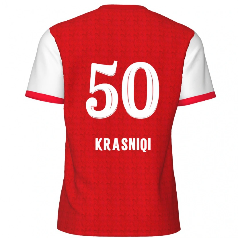DanxenレディースLaurit Krasniqi#50赤 白ホームシャツ2024/25ジャージーユニフォーム
