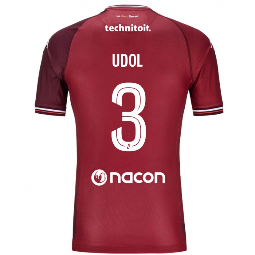 DanxenレディースMatthieu Udol#3レッドグレネードホームシャツ2024/25ジャージーユニフォーム