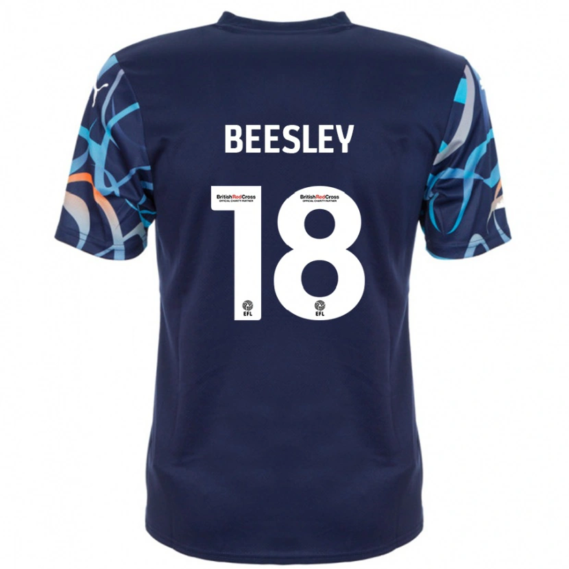 Danxenレディースジェイク・ビーズリー#18ネイビーブルーアウェイシャツ2024/25ジャージーユニフォーム
