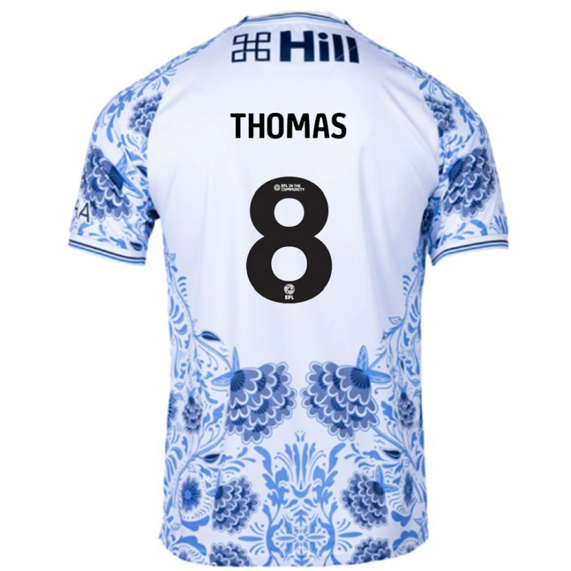DanxenレディースGeorge Thomas#8ホワイト ブルーアウェイシャツ2024/25ジャージーユニフォーム