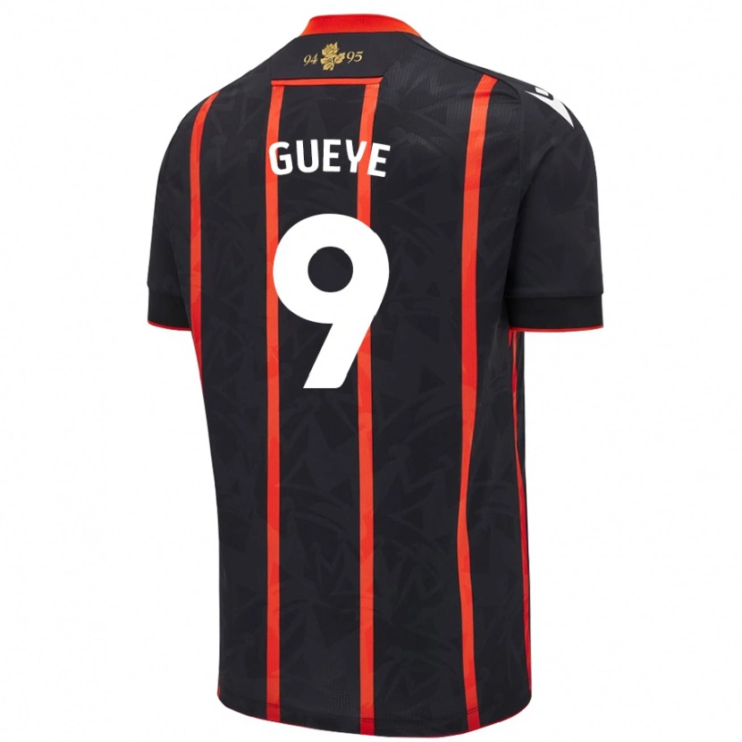 DanxenレディースMakhtar Gueye#9黒 赤アウェイシャツ2024/25ジャージーユニフォーム