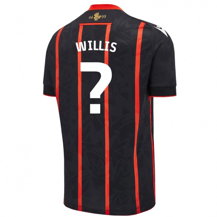 DanxenレディースNathan Willis#0黒 赤アウェイシャツ2024/25ジャージーユニフォーム