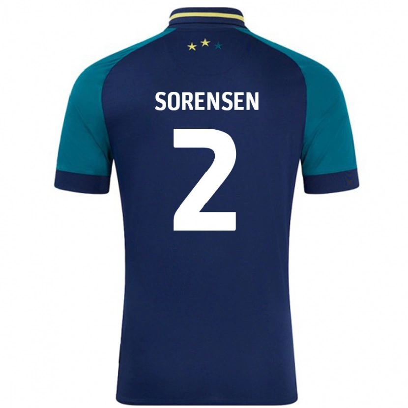 Danxenレディースラッセ・ソーレンセン#2ネイビー ダークグリーンアウェイシャツ2024/25ジャージーユニフォーム