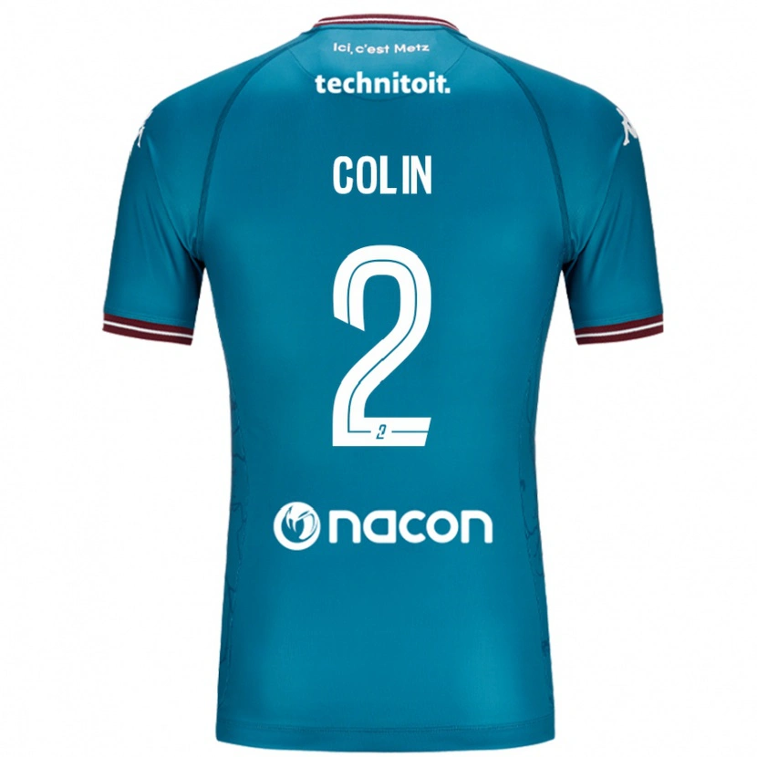DanxenレディースMaxime Colin#2ペトロールブルーアウェイシャツ2024/25ジャージーユニフォーム
