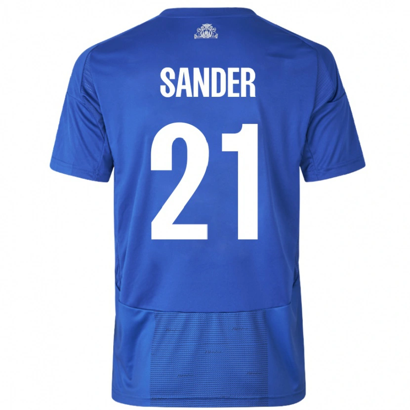 Danxenレディーステオ・サンダー#21ホワイト ブルーアウェイシャツ2024/25ジャージーユニフォーム