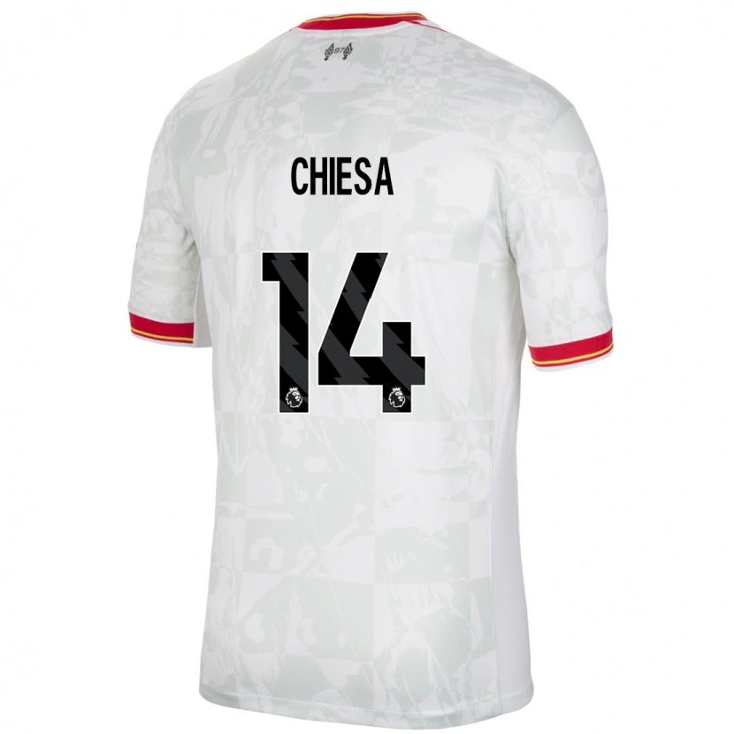 Danxenレディースフェデリコ・キエーザ#14ホワイト レッド ブラックサードユニフォームシャツ2024/25ジャージーユニフォーム
