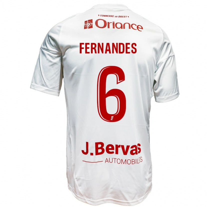 Danxenレディースエジミウソン・フェルナンデス#6白 赤アウェイシャツ2024/25ジャージーユニフォーム